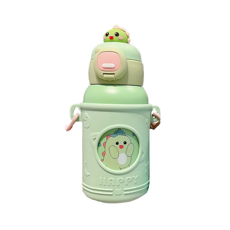 Children's thermos flask with straw - 500ml - 219422 - Green