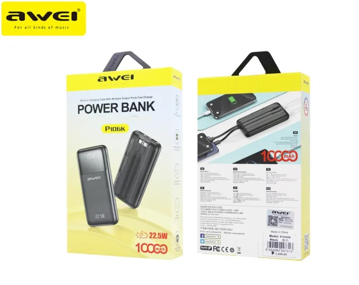 Powerbank - P106K - 10.000mah - 22.5W - AWEI - 001366 - Purple