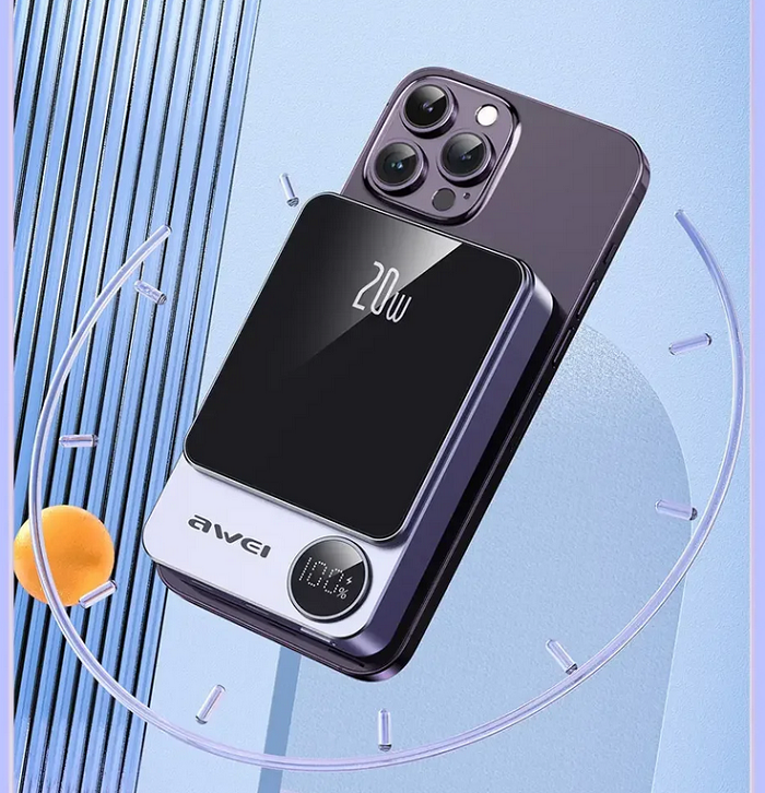 Magnetic charging Powerbank - P39K - 10,000mah - 20W - AWEI - 005500 - Gray