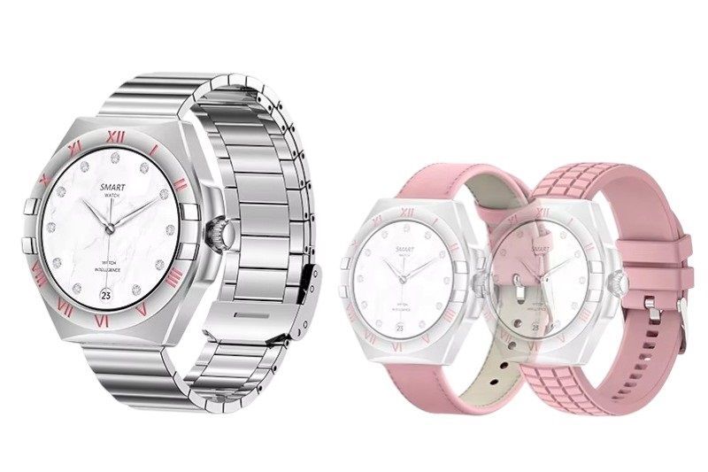 Σετ Smartwatch με 3 λουράκια - LG80 Mini - 065066 - Pink