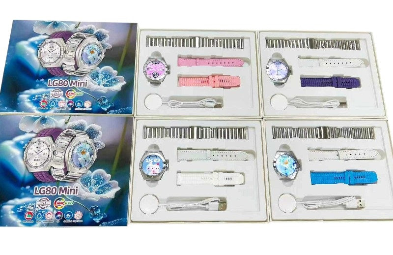 Σετ Smartwatch με 3 λουράκια - LG80 Mini - 065066 - Pink