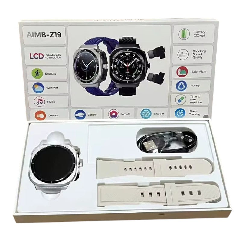 Σετ Smartwatch με ασύρματα ακουστικά Bluetooth - AIMB-Z19 - 065578 - White
