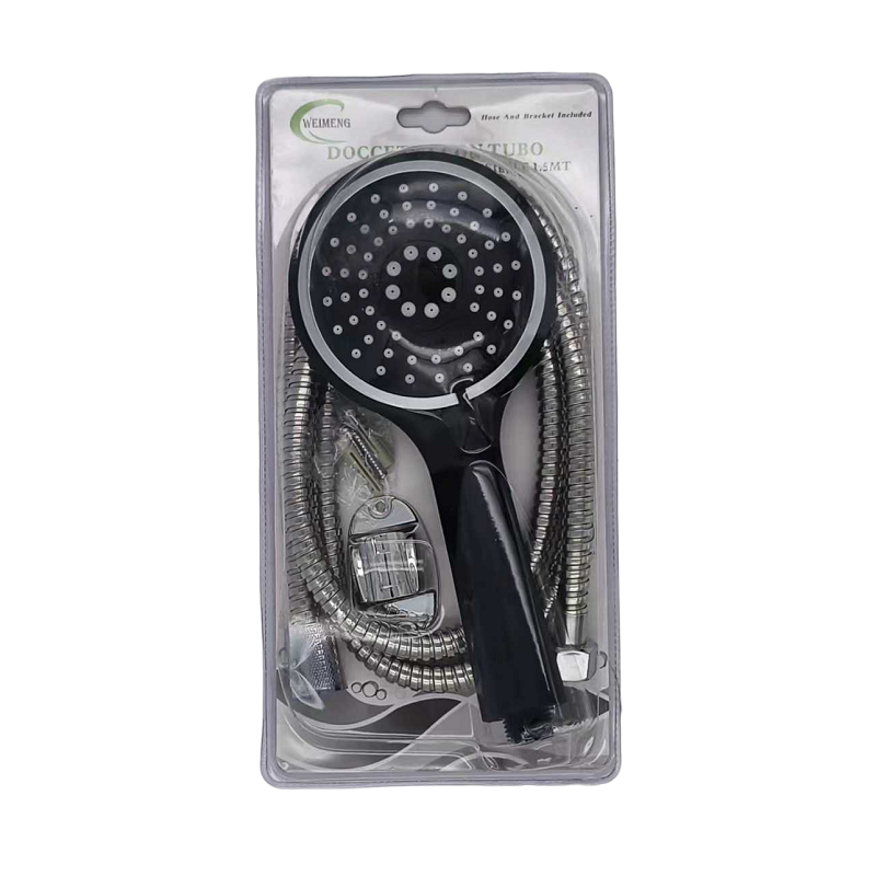 Shower head with spiral and pressure options - 1.5m - Black - 088052