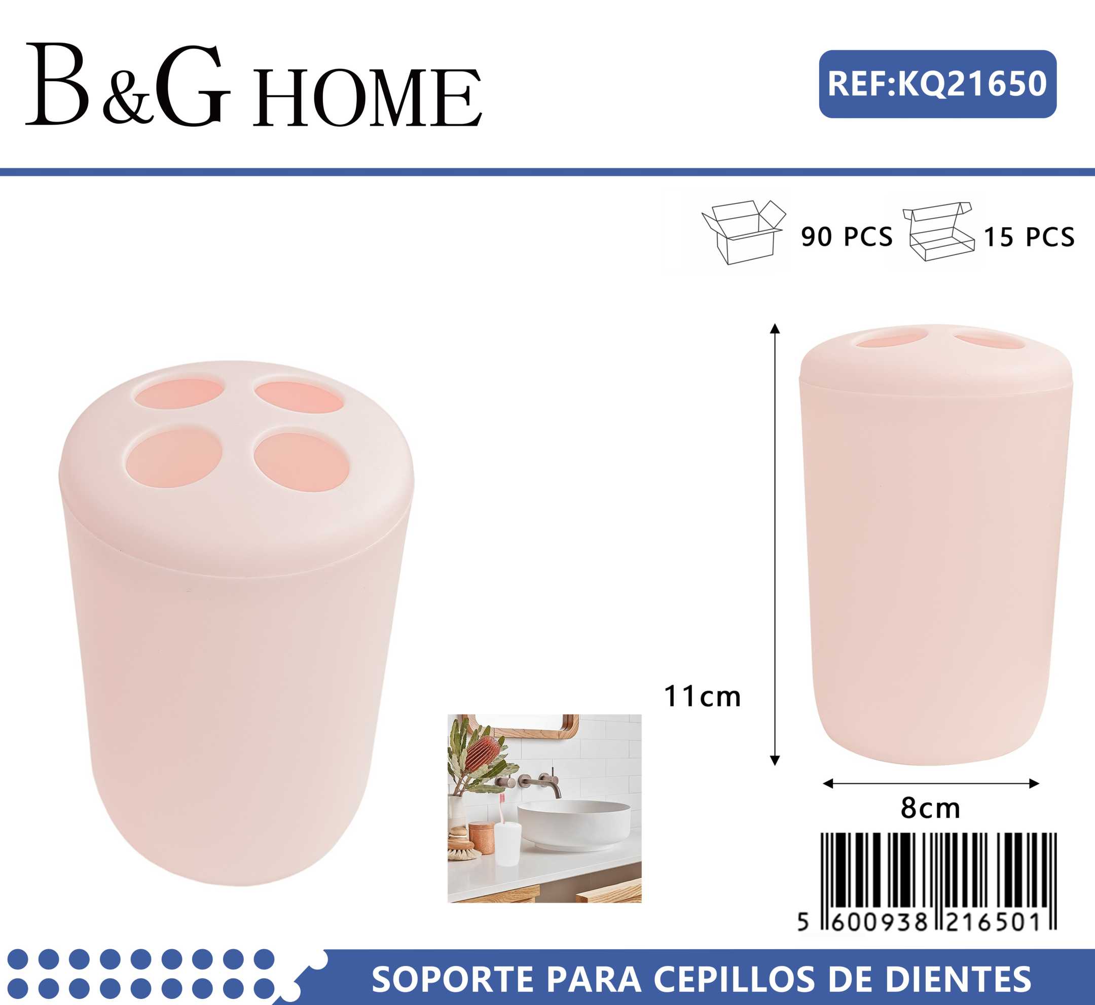 Θήκες οδοντόβουρτσας πλαστικές σε σετ 5Χ - Light Pink - 21650
