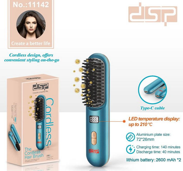 Ασύρματη βούρτσα ισιώματος μαλλιών - 11142 - DSP - 616720 - iThinksmart.gr