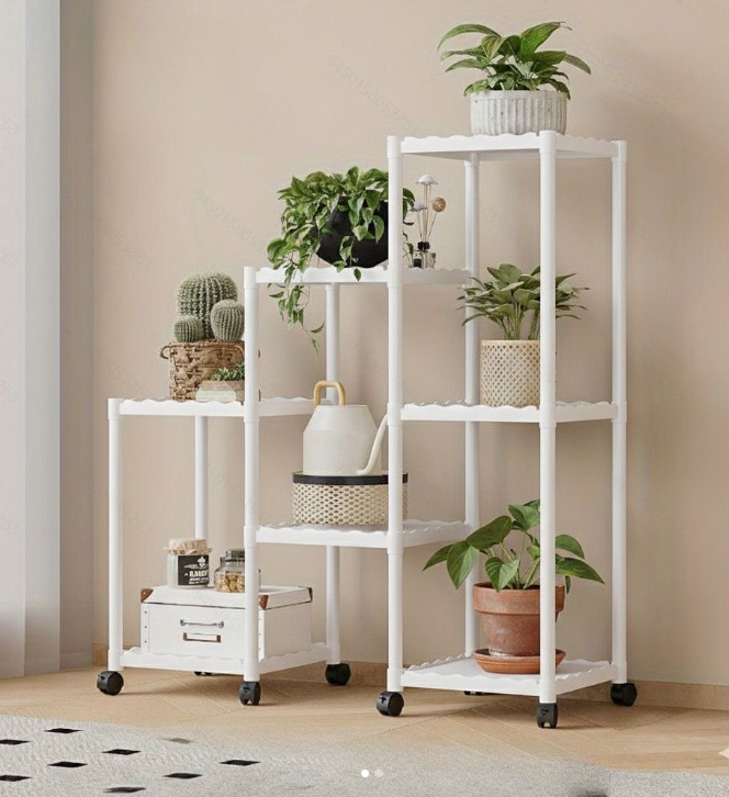 Διακοσμητική τροχήλατη ραφιέρα δαπέδου με 7 ράφια - YH9628-2A - 114128 - White