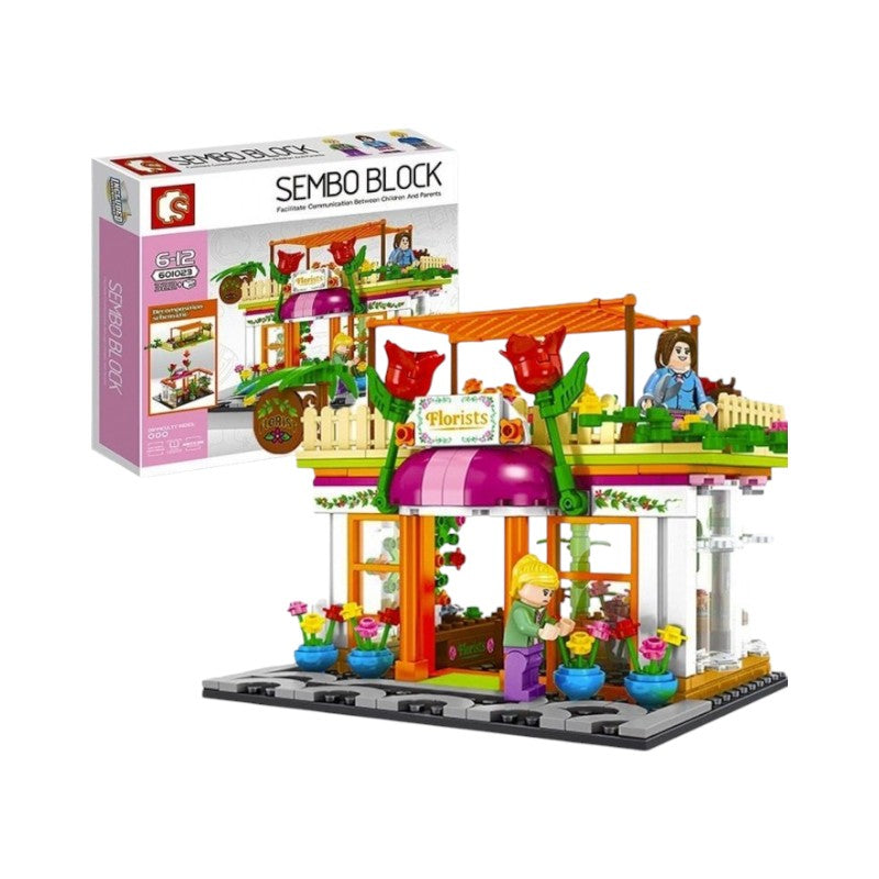 DIY construction set with bricks - Flower shop - 601023 - 120116