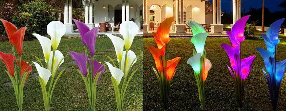 Illuminated decorative LED flowers with solar panel - 2pcs - 150302 - Yellow