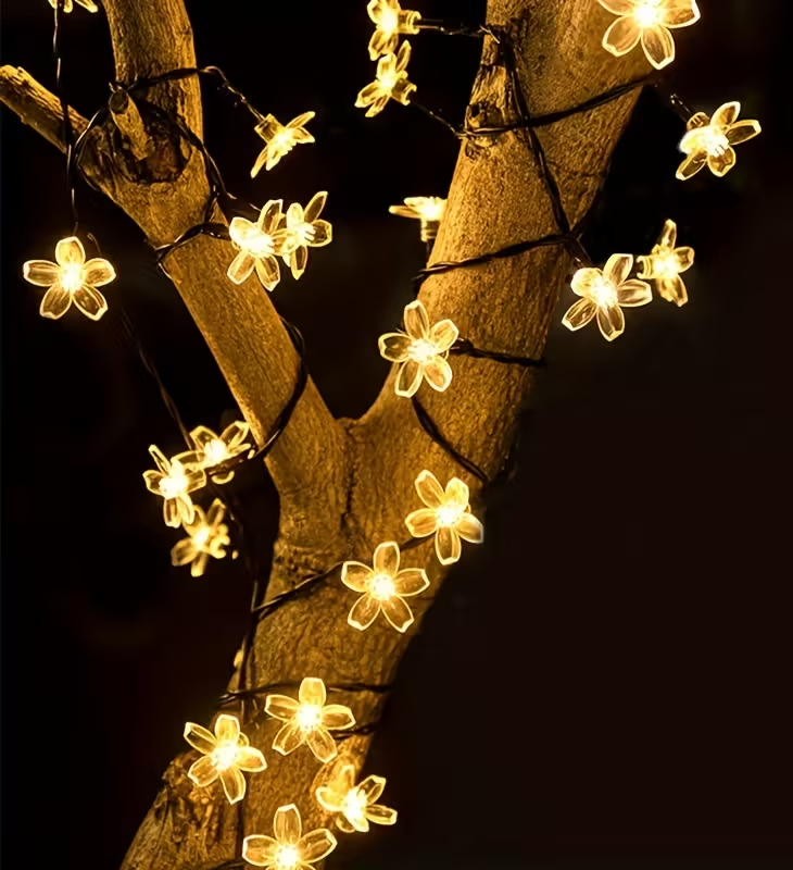 Ηλιακή γιρλάντα φωτισμού LED - Λουλούδι - 5m+1m - 20D - 152899 - Warm White