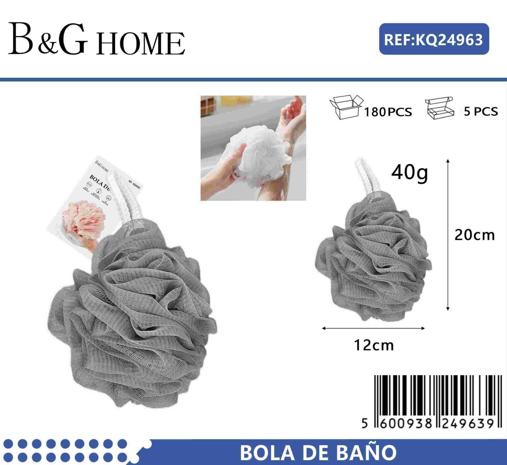 Bath sponges net in set of 5X - Grey - 24963