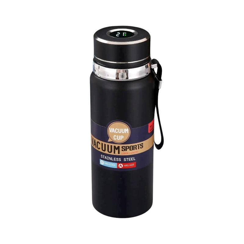 Φορητό παγούρι-θερμός με ψηφιακό θερμόμετρο - 600ml - 168440 - Black