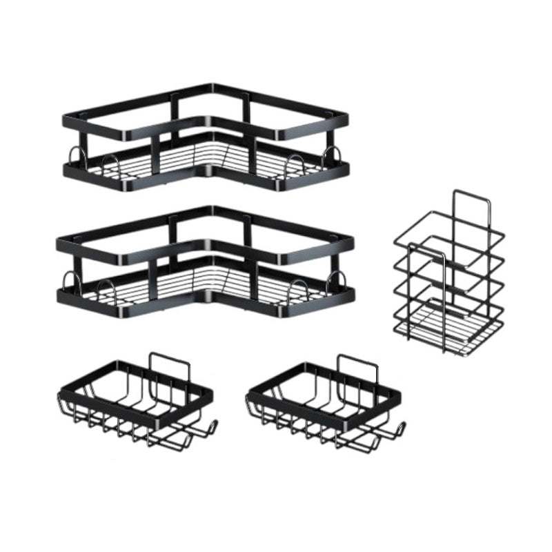 Wall-mounted bathroom shelves in set of 5 - 2155 - 170141 - Black