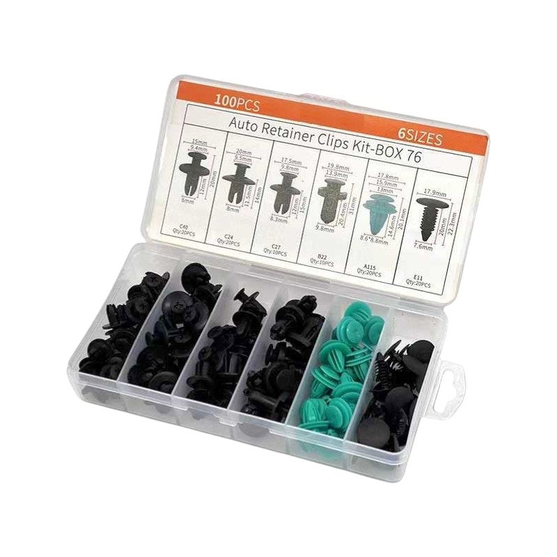 Set of car fasteners 6 types - 100pcs - 180254