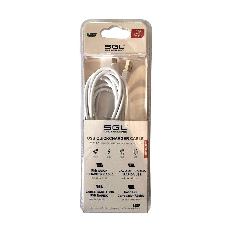 Micro USB charging & data cable - Quick Charge - V8 - 3M - 194752