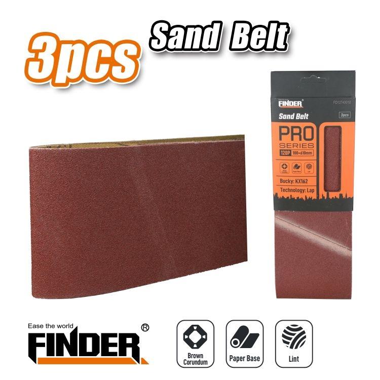 Sanding belt set for belt sander - Sand Belt - 120P - 3pcs - Finder - 196244