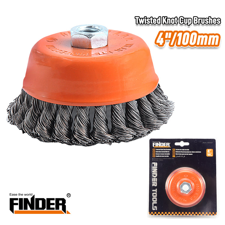 Twisted bell wire brush for angle grinder - 4"/100mm - Finder - 196597