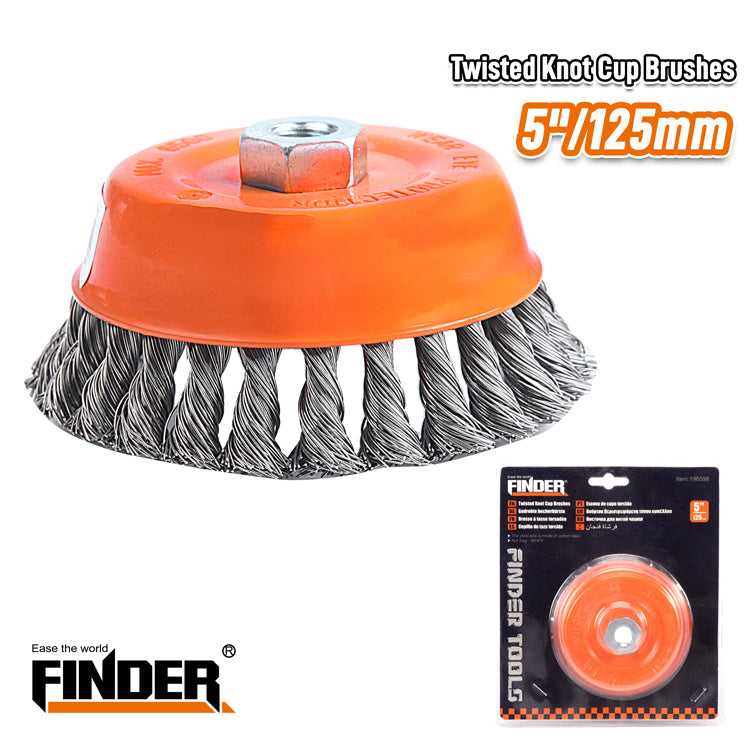 Twisted bell wire brush for angle grinder - 5"/125mm - Finder - 196598