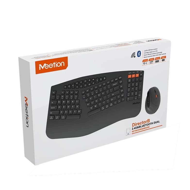 Meetion DirectorB Εργονομικός συνδυασμός ποντικιού + πληκτρολογίου (Μαύρο)