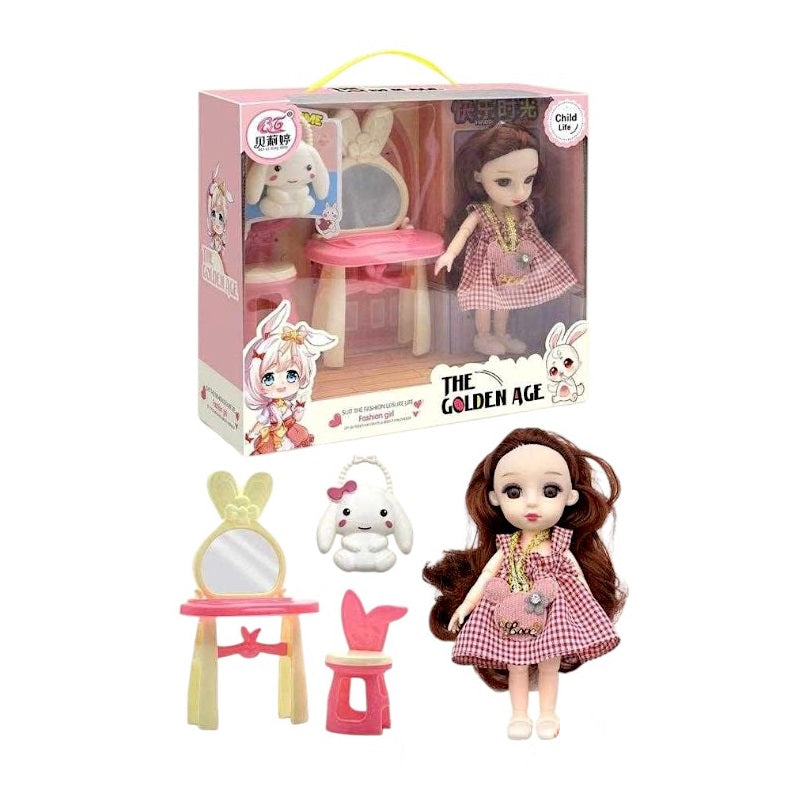 Σετ κούκλα Vintage με τουαλέτα ομορφιάς - B810046 - 215350