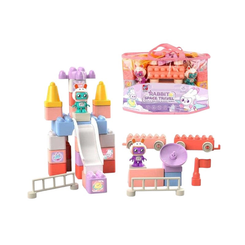 DIY construction set with bricks - Rabbit Space Travel - 38pcs - JX6802 - 215465