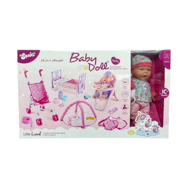 Κούκλα μωρό με πλήρες σετ φροντίδας - SO-6917 - 215624
