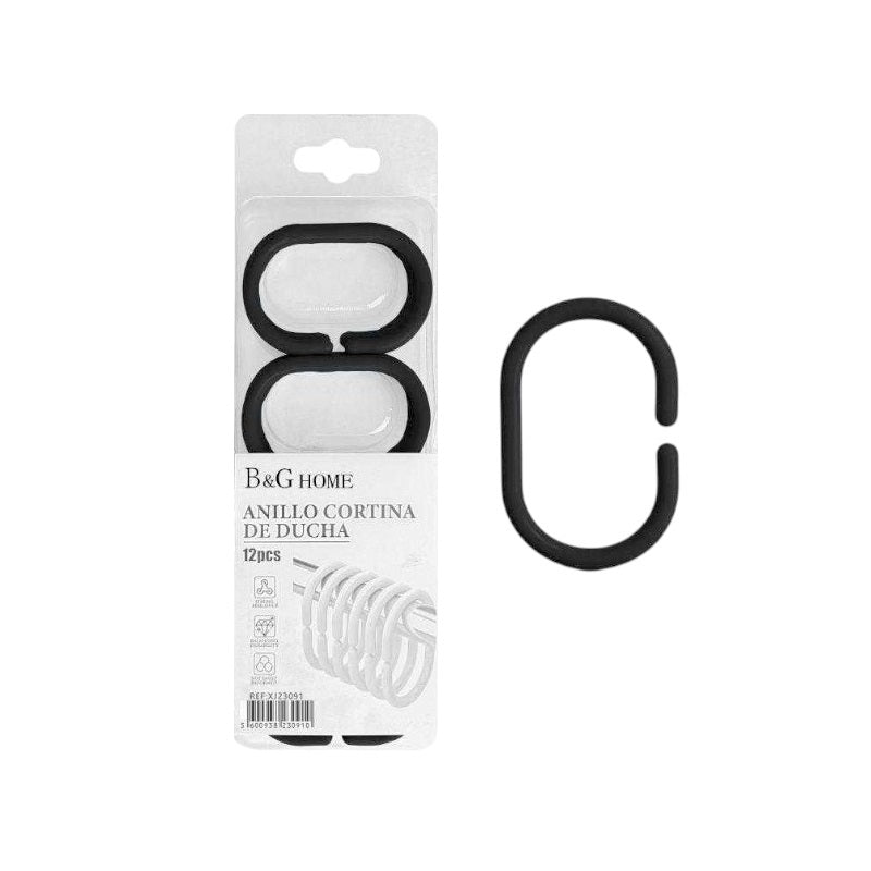 Κρίκοι κουρτίνας μπάνιου - Black - 21803