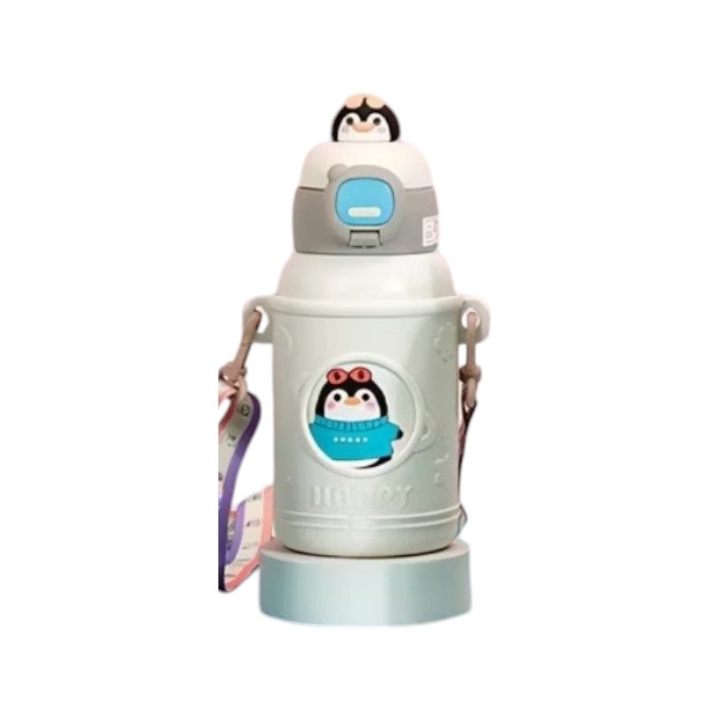 Children's thermos flask with straw - 500ml - 219422 - White