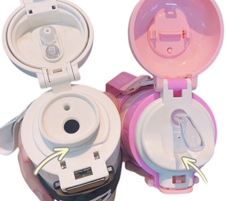 Children's thermos flask with straw - 500ml - 219446 - Pink