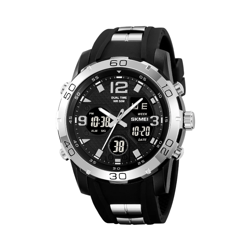 Ψηφιακό/αναλογικό ρολόι χειρός – Skmei - 2102 - Silver/Black - iThinksmart.gr