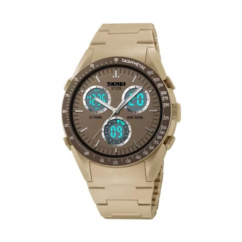 Ψηφιακό/αναλογικό ρολόι χειρός – Skmei - 2109 - Beige - iThinksmart.gr