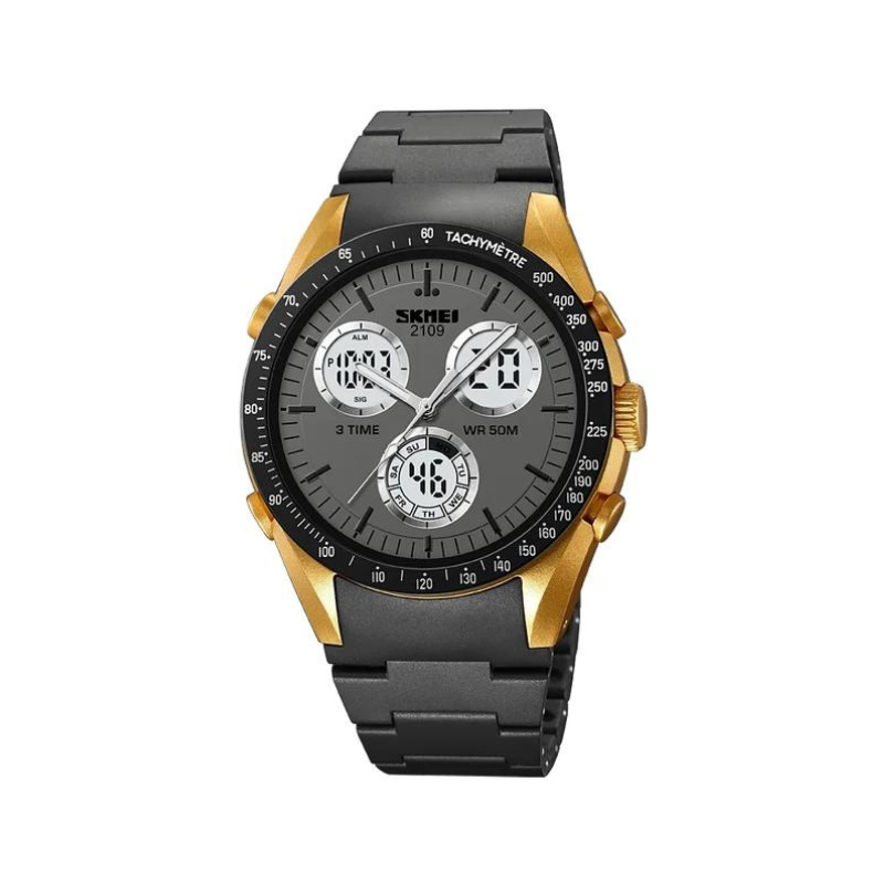 Ψηφιακό/αναλογικό ρολόι χειρός – Skmei - 2109 - Black/Gold - iThinksmart.gr