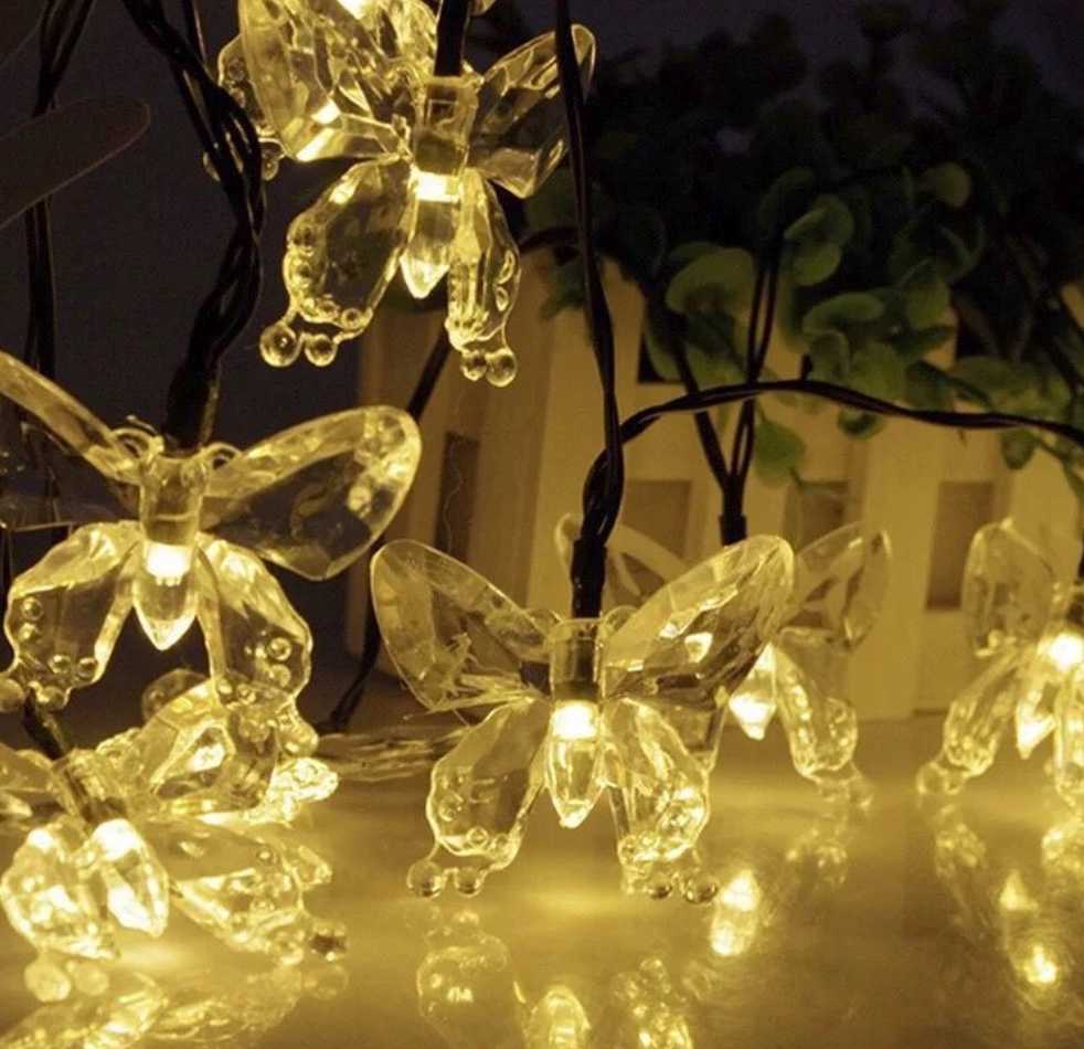 Ηλιακή γιρλάντα φωτισμού LED - Πεταλούδα - 5m+1m - 20D - 152837 - Warm White