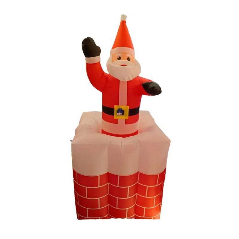 Φουσκωτός διακοσμητικός Άγιος Βασίλης σε καμινάδα με κίνηση - 1.8m - 817261