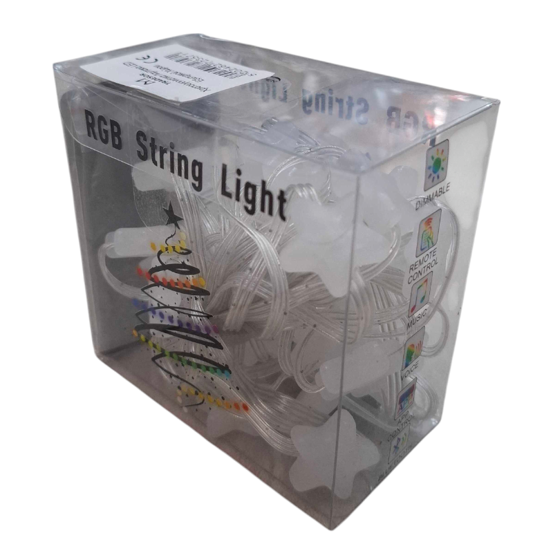 RGB LED Christmas lights with USB - Stars - 5m - 33L - 272357