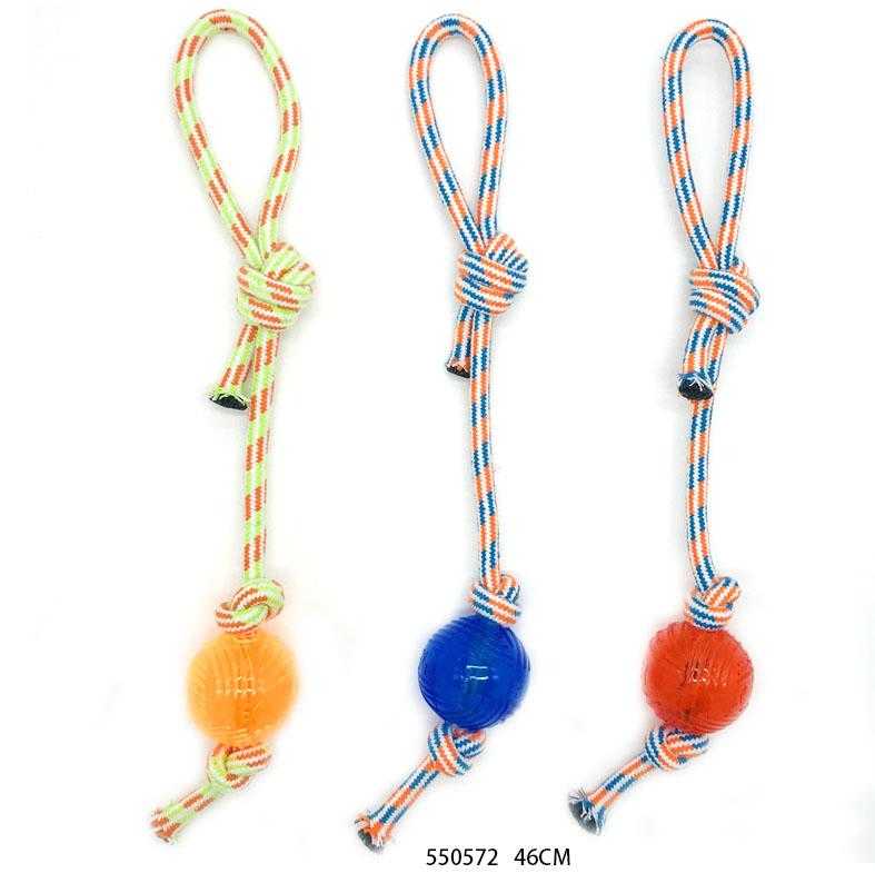 Dog toy rope with ball TPR - 46cm - 12pcs - 550572