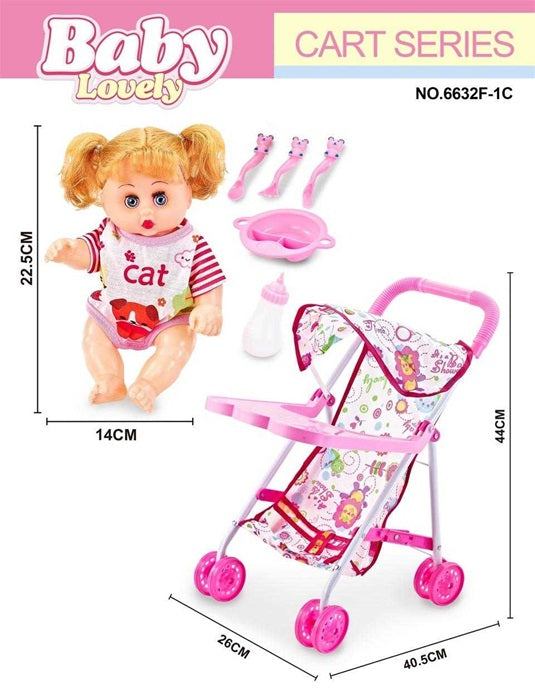 Παιδικό καροτσάκι μωρού με κούκλα – 6632F-1C - 307138 - iThinksmart.gr