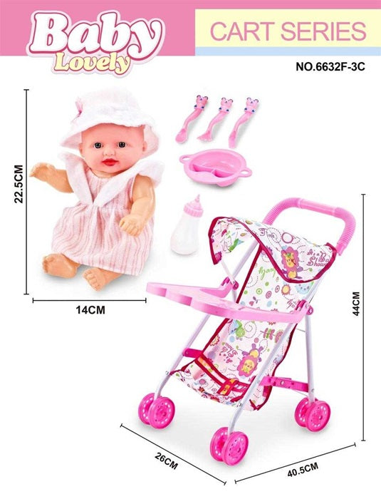 Baby stroller with doll – 6632F-3C - 307140