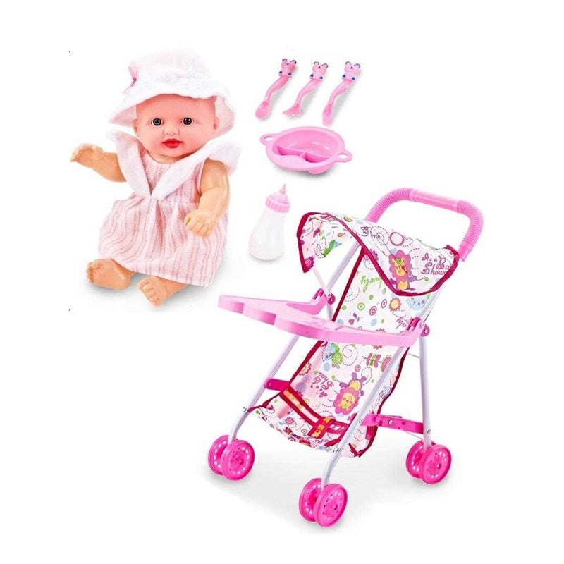Baby stroller with doll – 6632F-3C - 307140