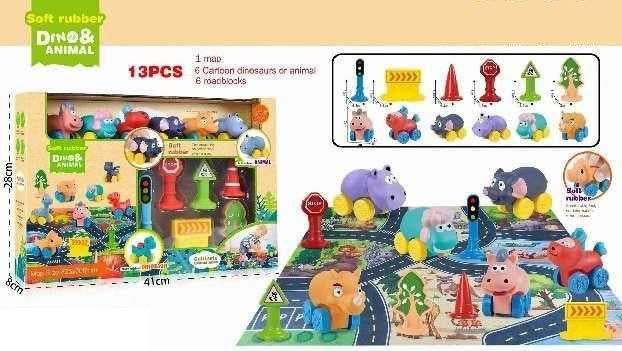 Σετ μοκέτα αυτοκινητόδρομος με αυτοκίνητα ζωάκια - 13pcs - JLX5510-2 - 308256 - iThinksmart.gr