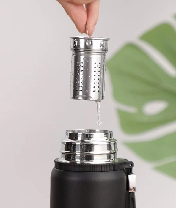 Portable thermos flask with mug - 600ml - 312598 - Silver