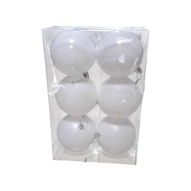 Σετ Χριστουγεννιάτικες μπάλες - 10cm - 6pcs - 326000 - White