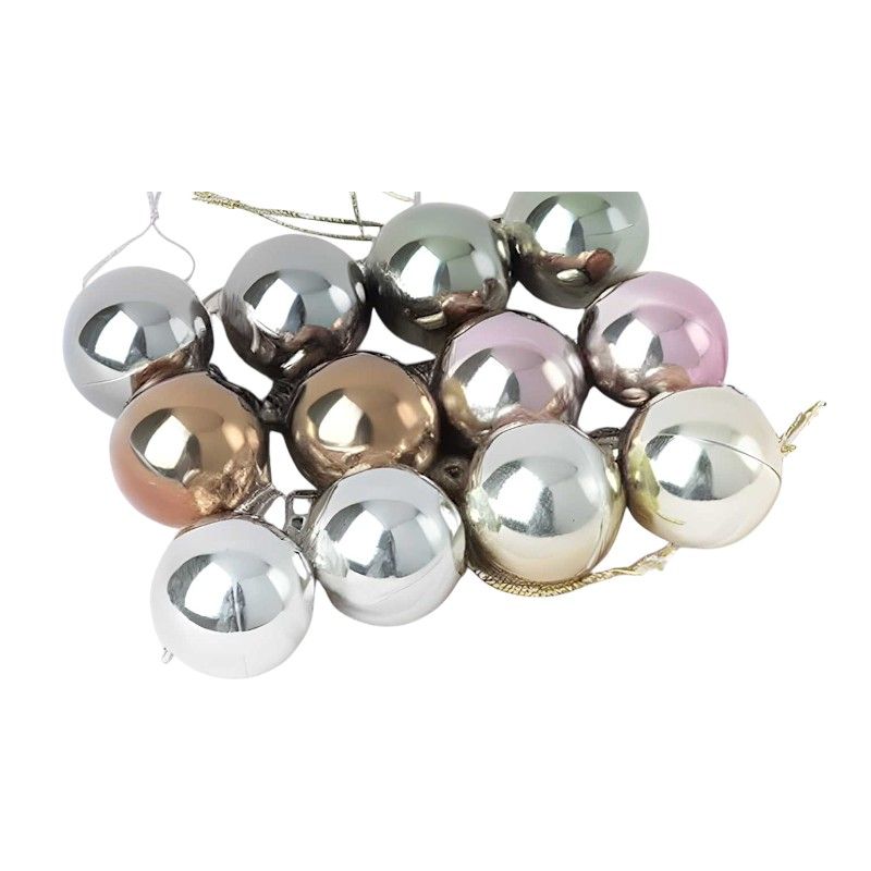 Σετ Χριστουγεννιάτικες μπάλες - 8cm - 12pcs - 326048 - Silver