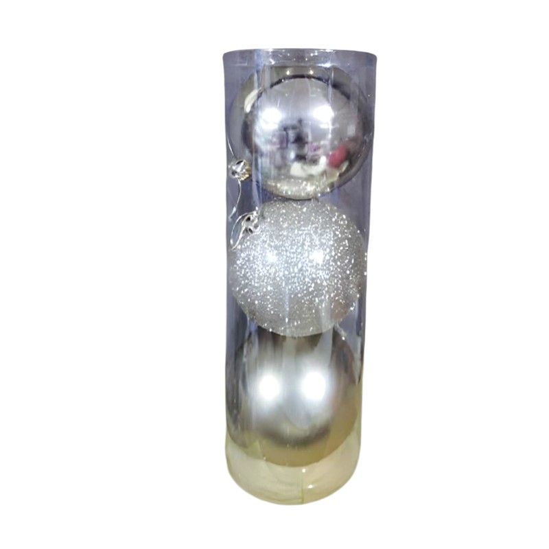Σετ Χριστουγεννιάτικες μπάλες - 12cm - 3pcs - 326123 - Silver