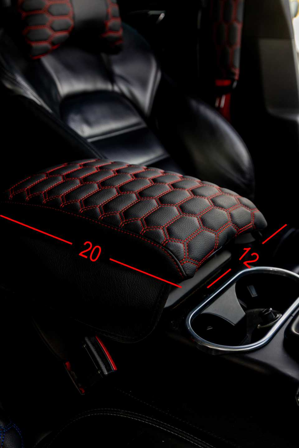 Car seat cover with cushion - Leatherette - Small - Red - 200857
