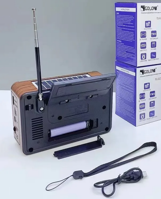 Rechargeable Retro Radio with Solar Panel - RX-836S-S - 370083 - Gold