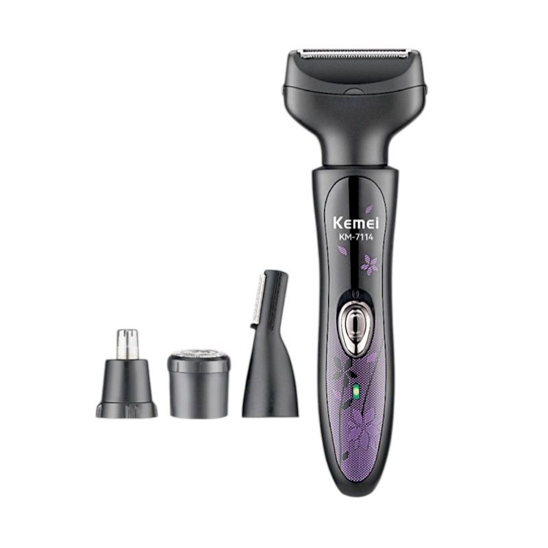 Ξυριστική μηχανή προσώπου-σώματος - 4 in 1 - KM-7114 - Kemei - Black