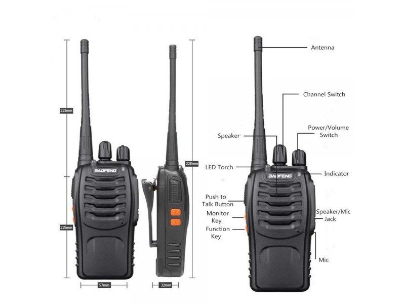 Φορητός πομποδέκτης - UHF/VHF - 5W - BF-888S - Baofeng - 408885