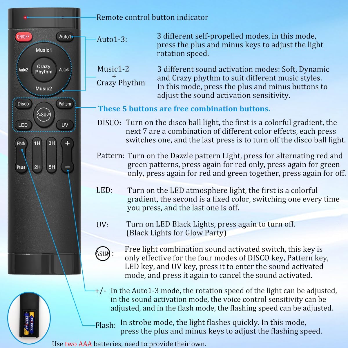 Επιτραπέζιο φωτορυθμικό με τηλεχειριστήριο - TC7009-1 - 419345