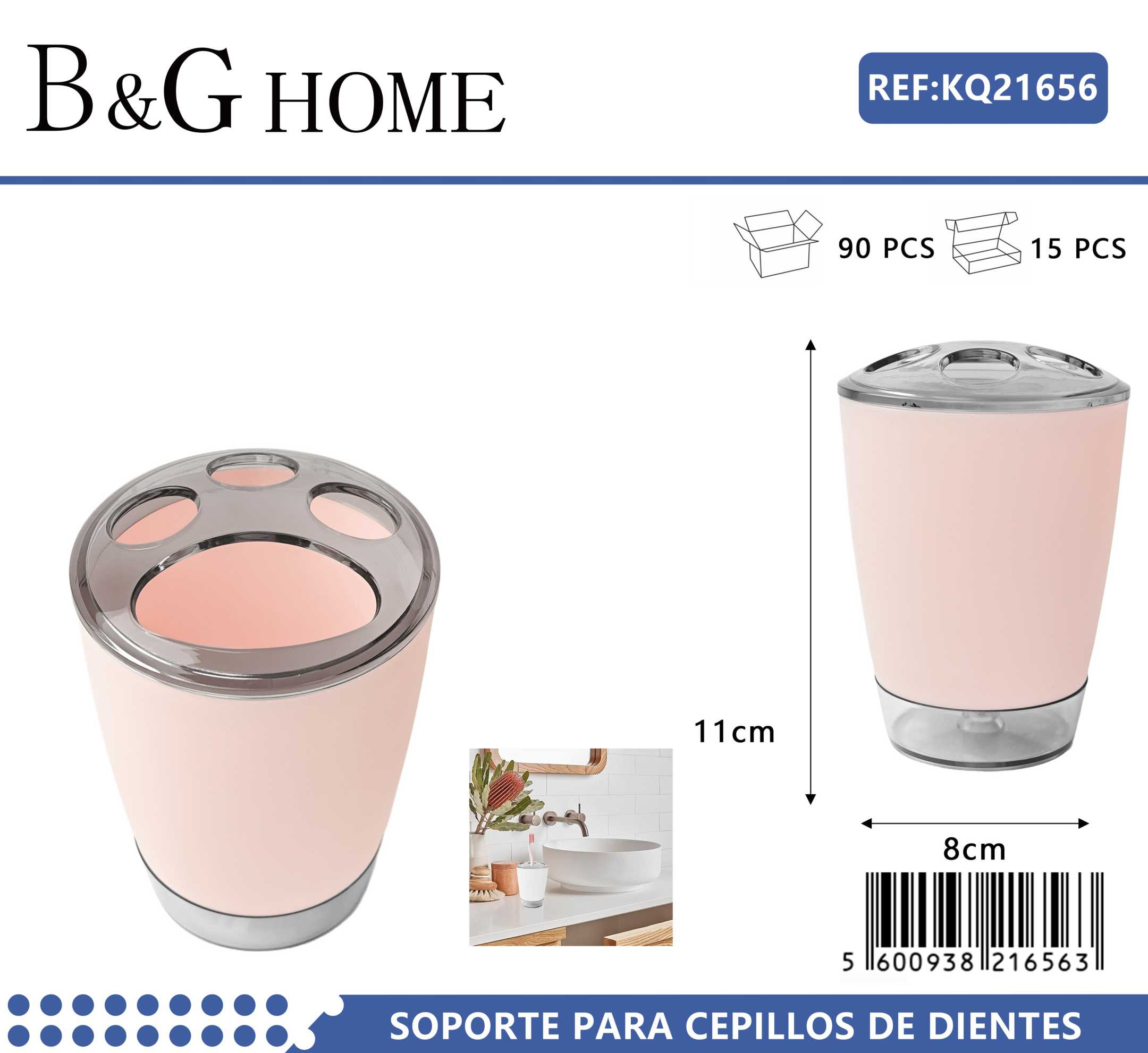 Θήκες οδοντόβουρτσας πλαστικές σε σετ 5Χ - Light Pink - 21656