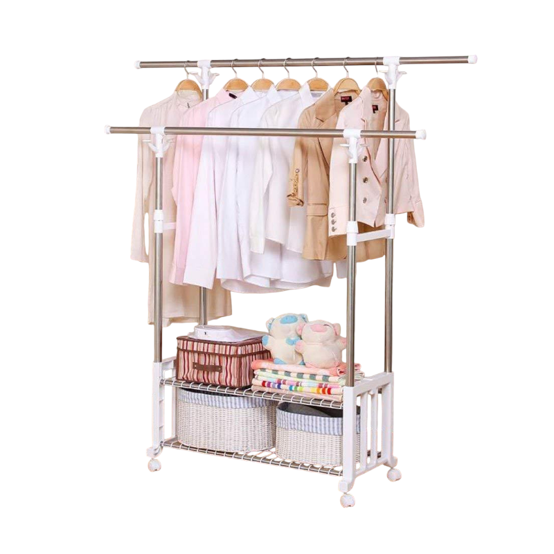 Double floor coat rack with shelves - 0327B - 522411
